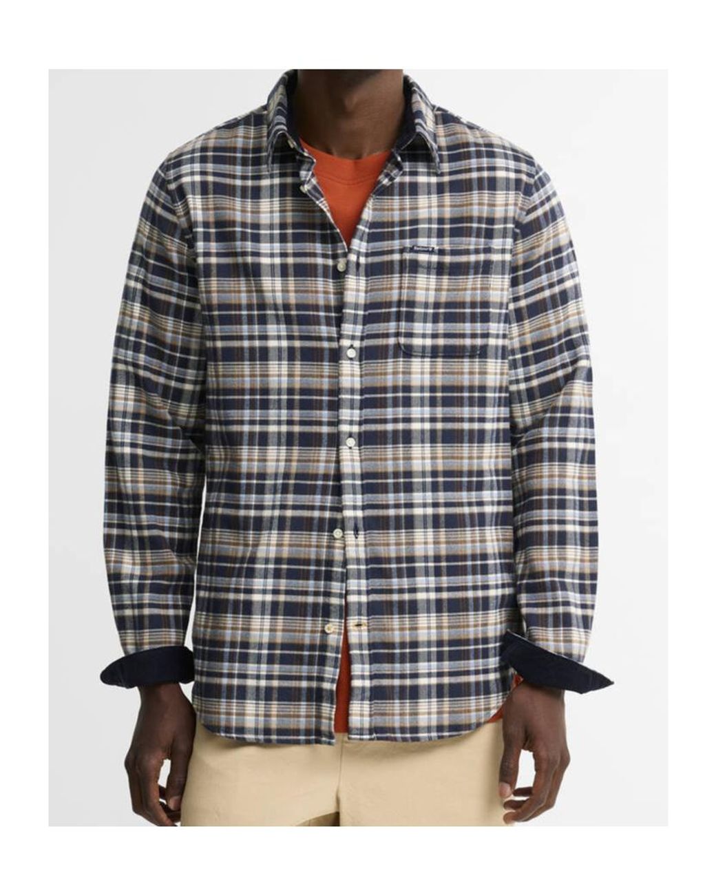 Barbour Blue Check-Pattern Button-Down Shirt for men