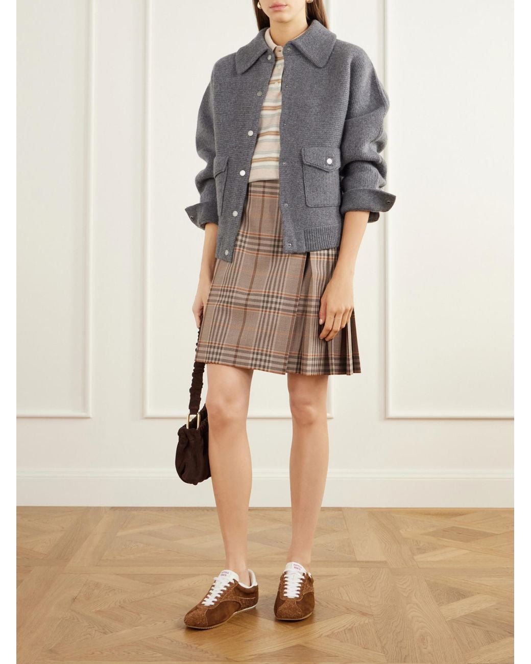Guest In Residence Gray Rib-Knitted Felted Jacket