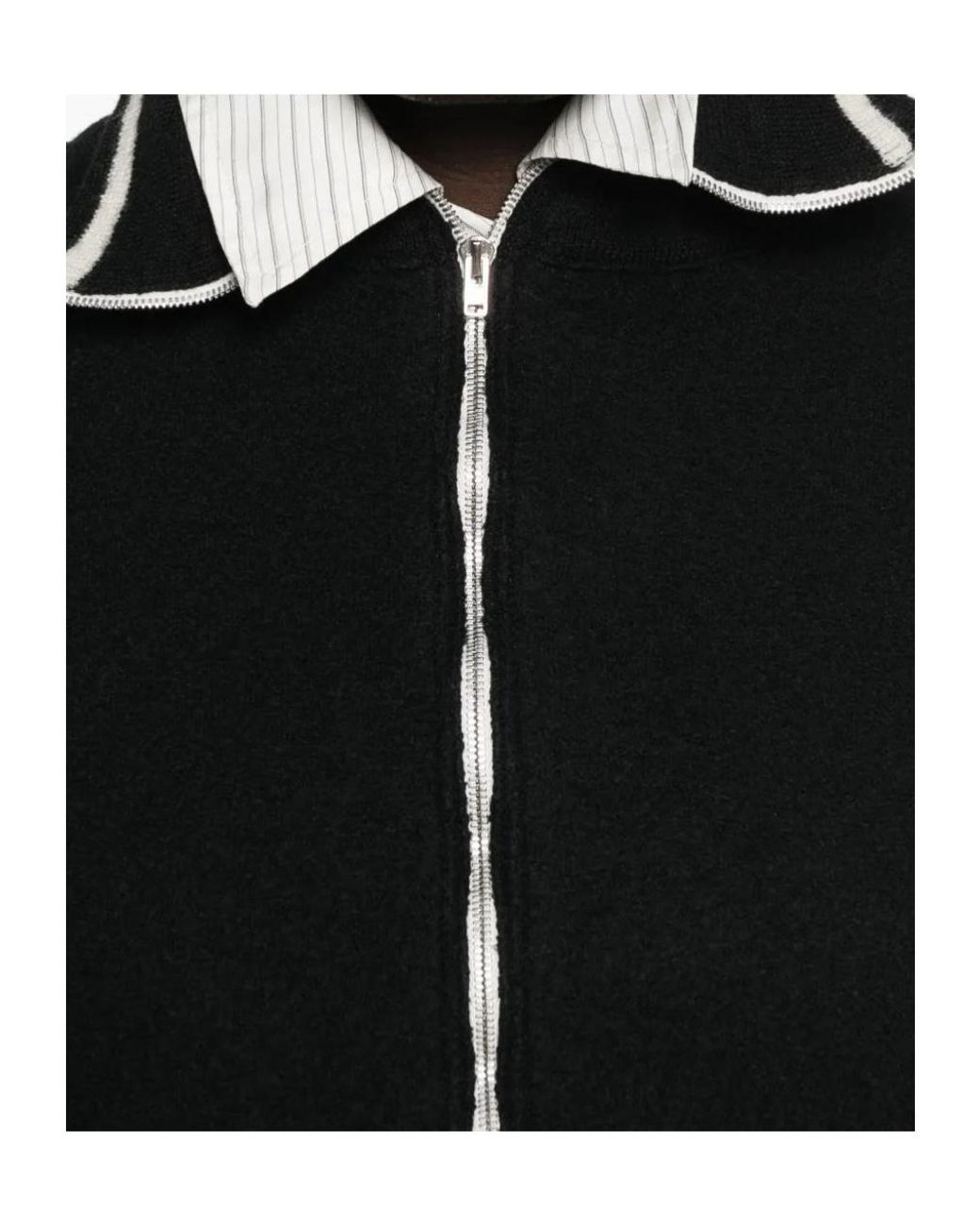 Maison Margiela Black Long Sleeve High-Neck Cardigan for men
