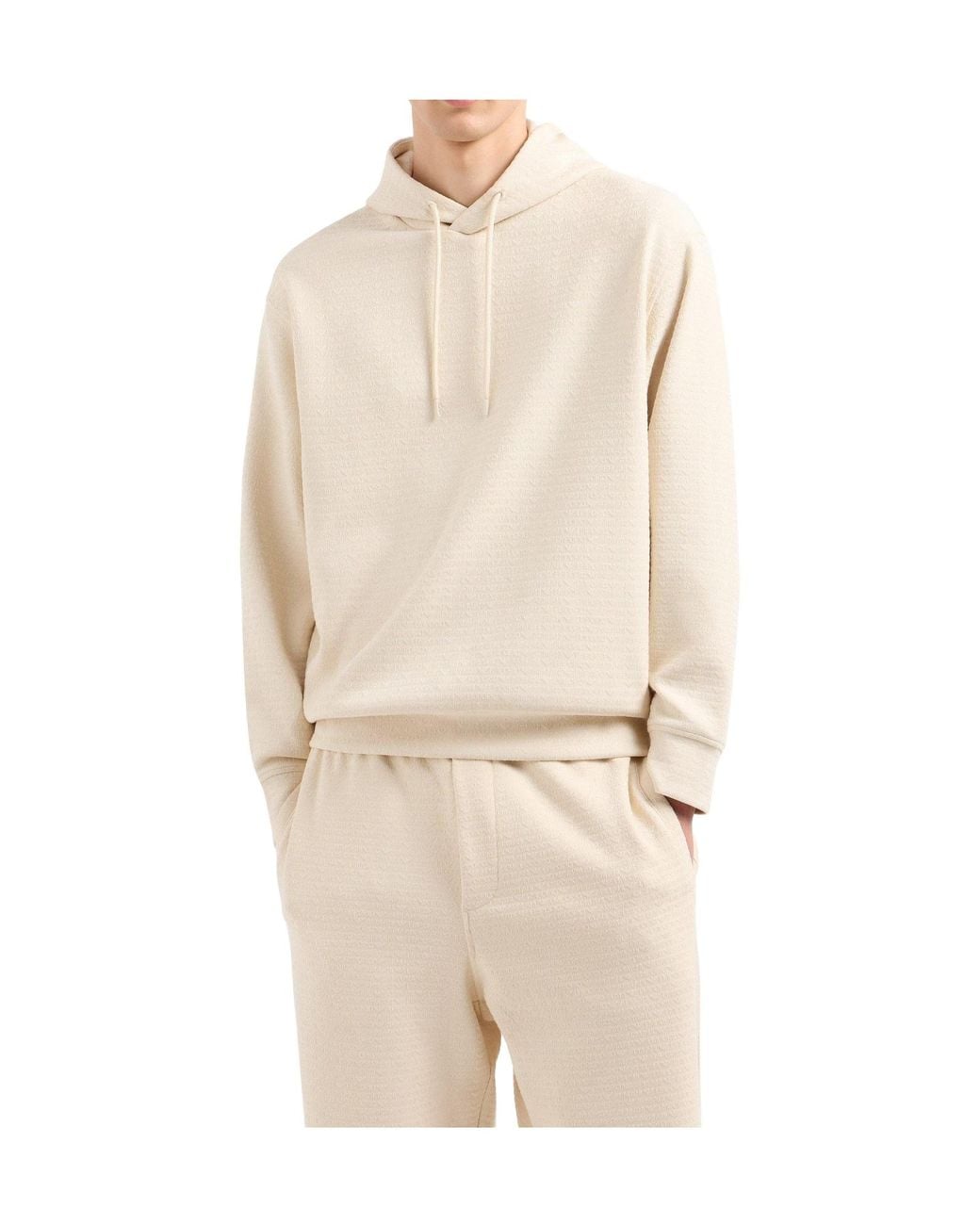 Emporio Armani Natural Textured Longsleeve Hoodedg for men