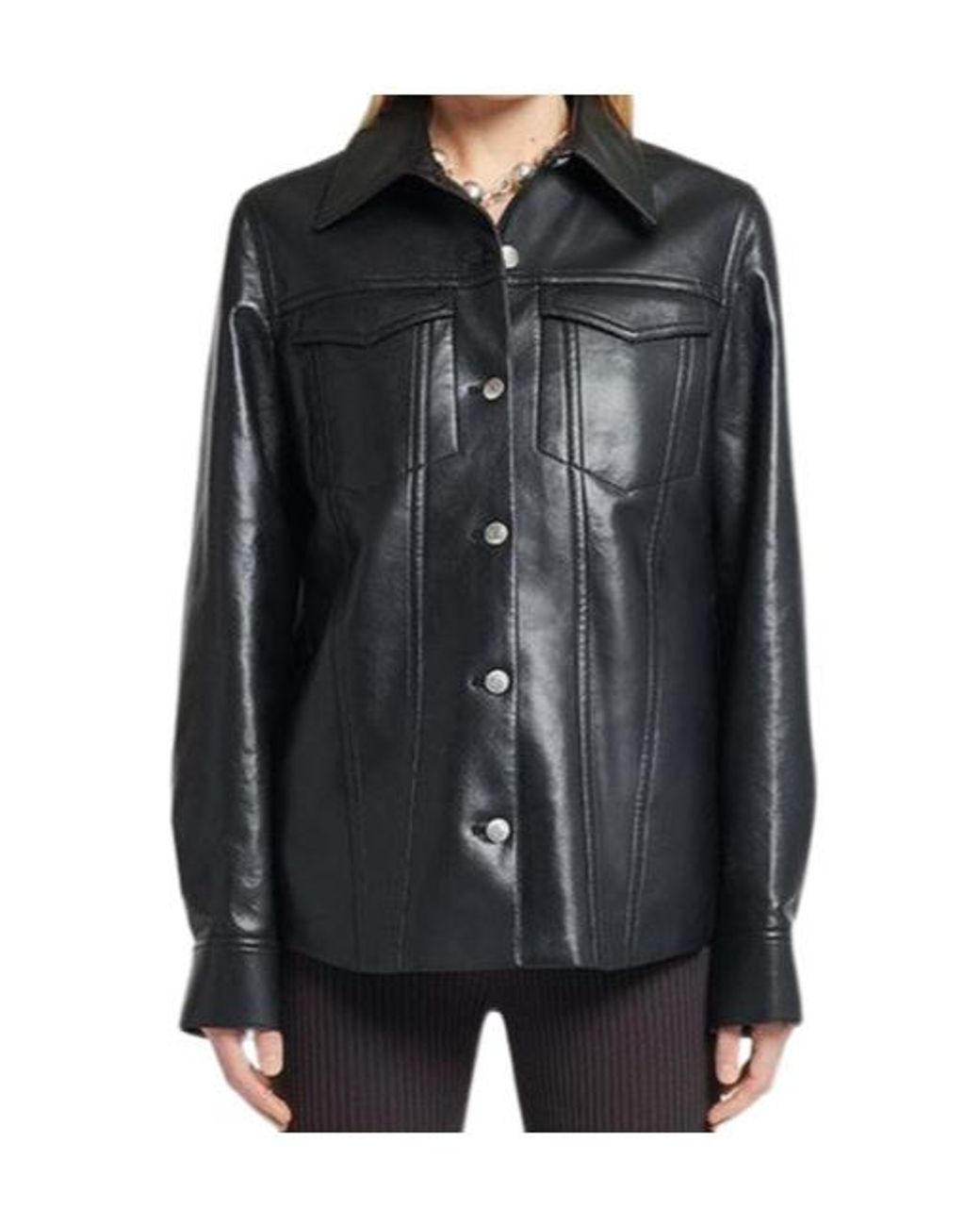 Nanushka Black Rocio Faux-Leather Jacket