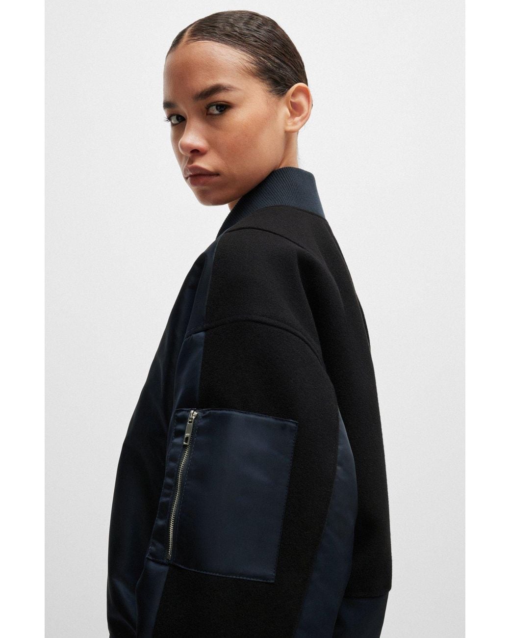 Boss Blue Panelled Bomber Jacket