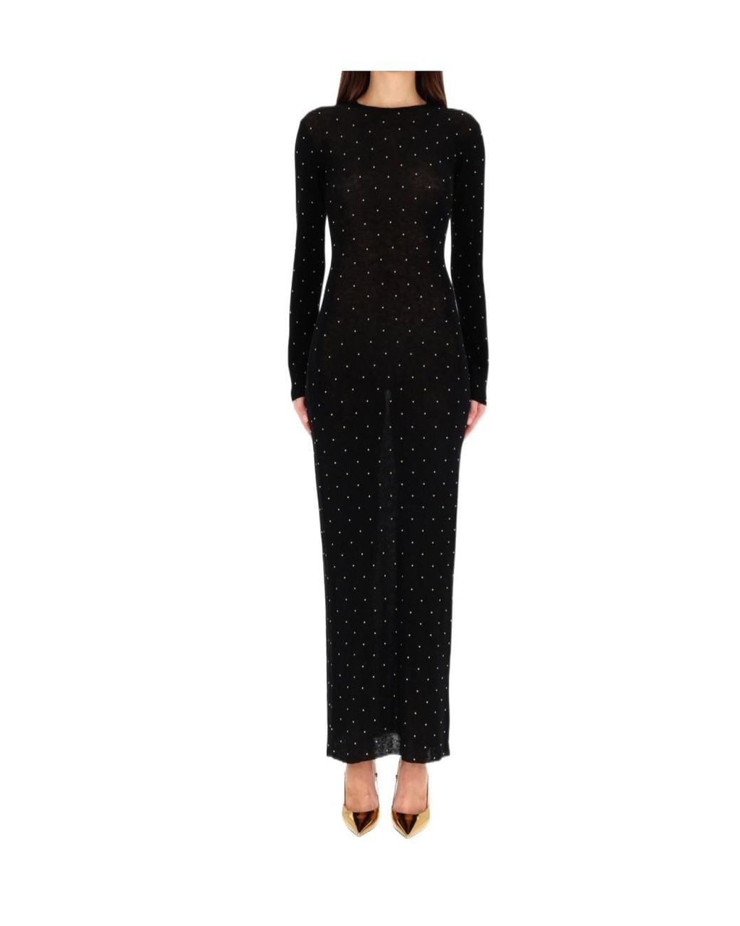 Rabanne Black Midi Second Skin Stud-Embellished Dress