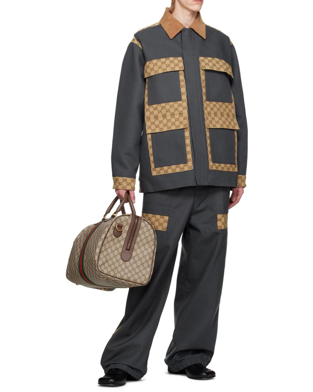 Gucci Blue Monorammed Corduroy Overshirt for men