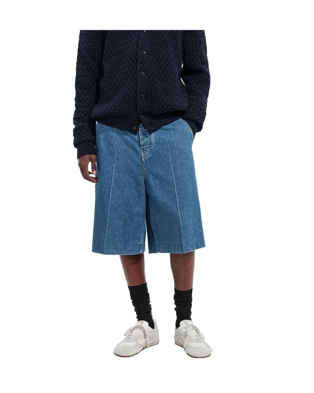 Bottega Veneta Blue Lightweight Washed Denim Shorts for men