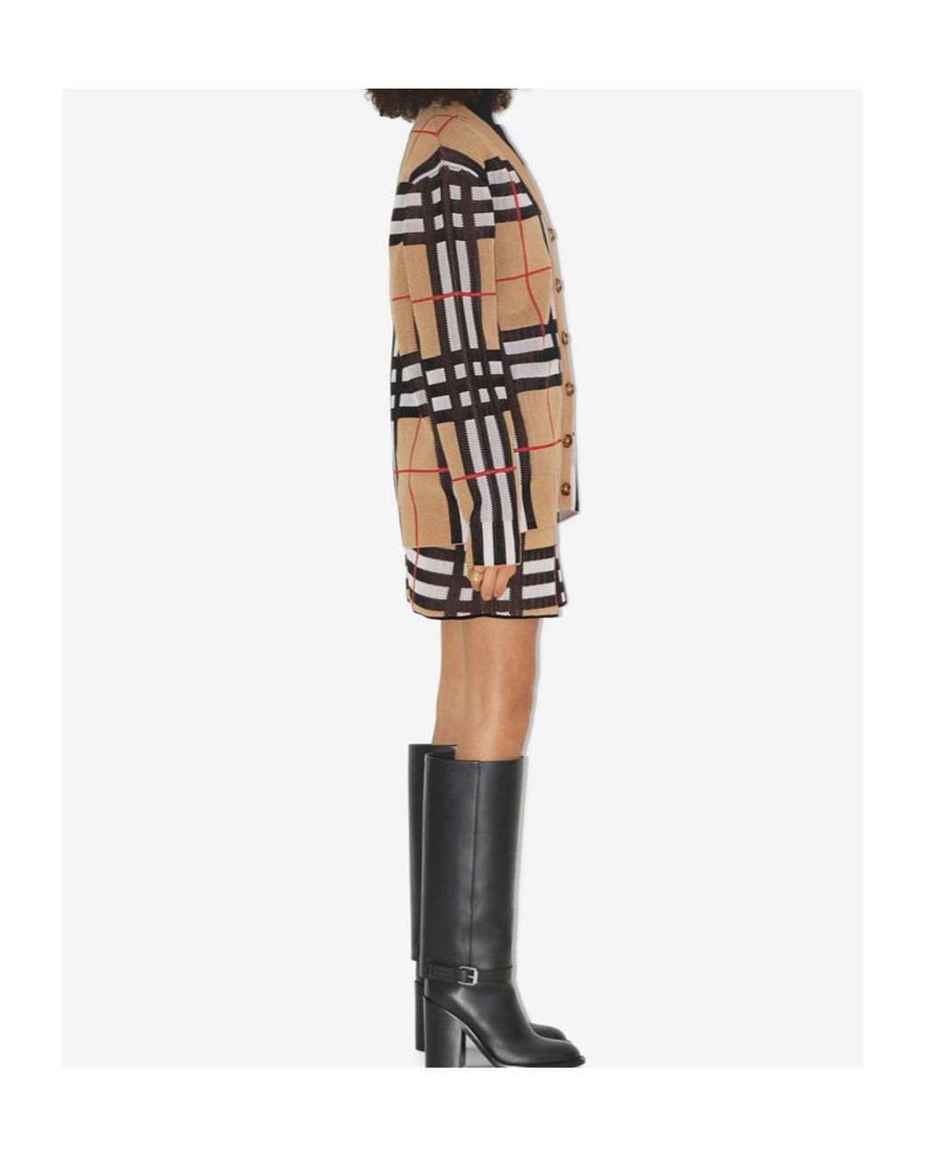 Burberry Brown Checked V-Neck Cardigan