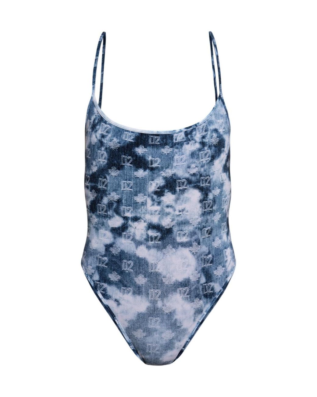 DSquared² Blue Patterned One-Piece Swimsuit