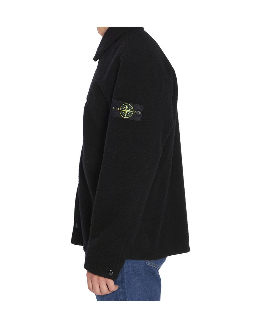 Stone Island Black Logo Patch Overshirt for men