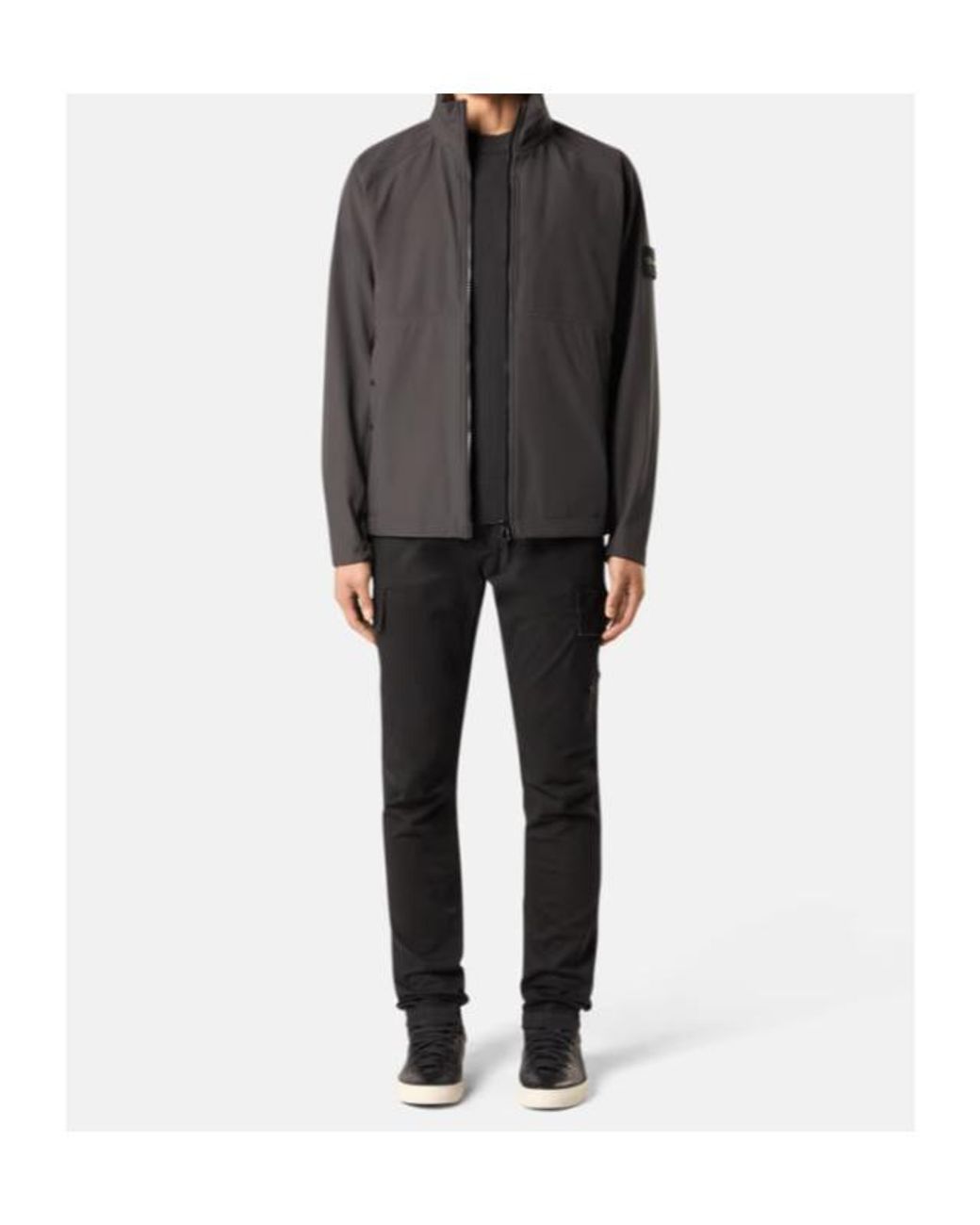 Stone Island Gray High-Neck Zipped Jacket for men