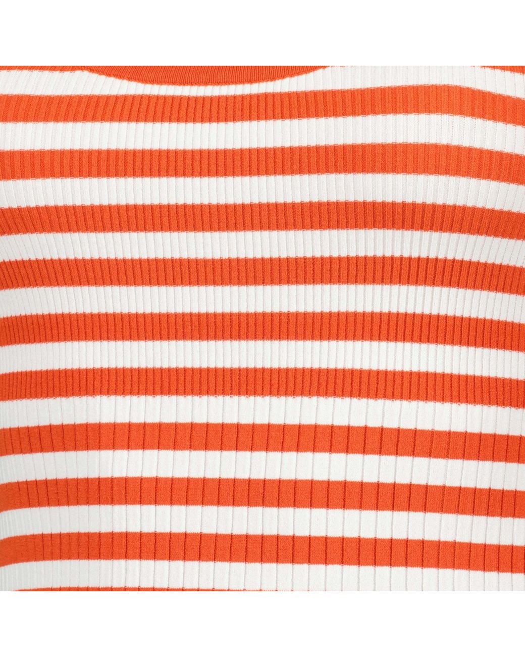Max Mara Red Striped Ribbed Knit Tank Top
