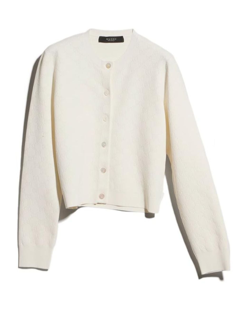 Gucci White Gg Fine Viscose Jacquard Cardigan