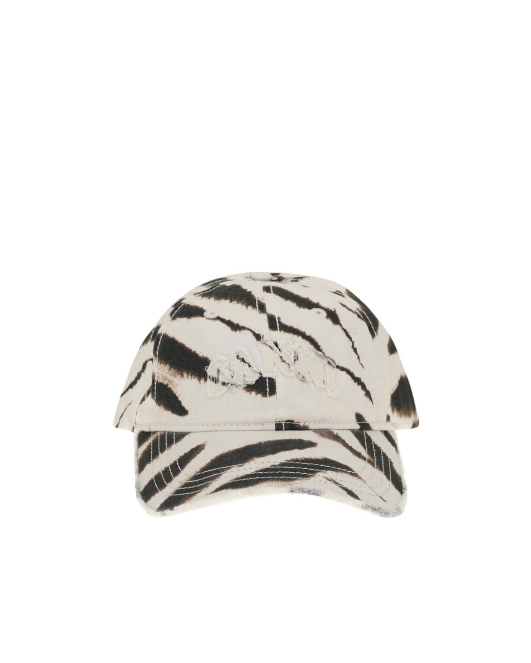 Ganni White Zebra Print Baseball Cap