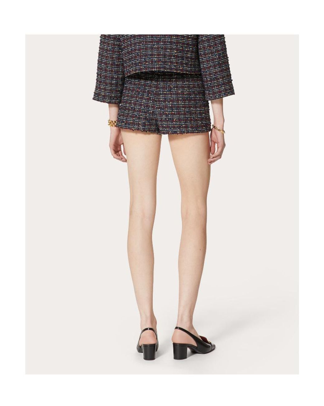 Valentino Blue Tweed High-Waisted Shorts