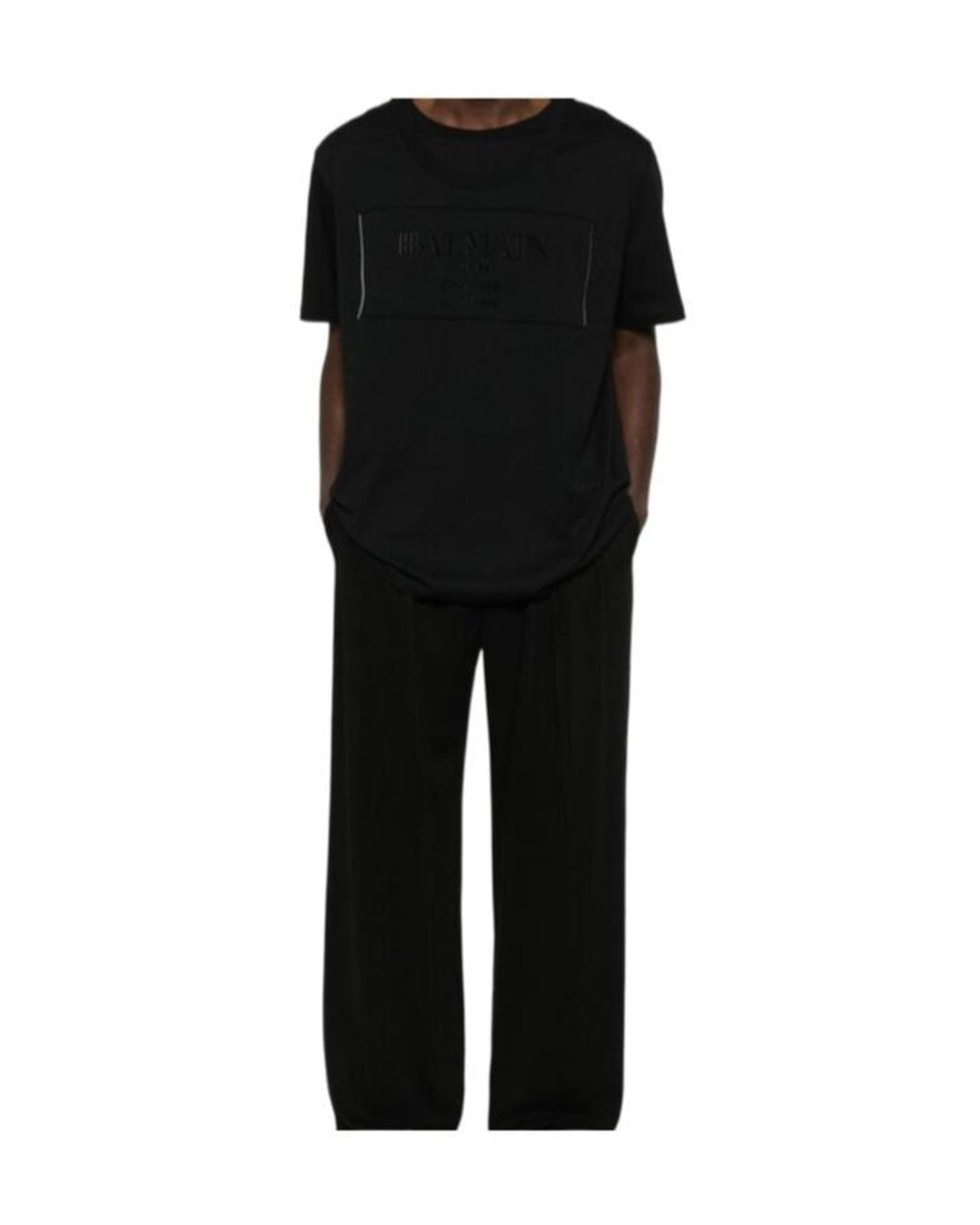 Balmain Black Big Couture Label Flock T-Shirt, Regular Fit for men