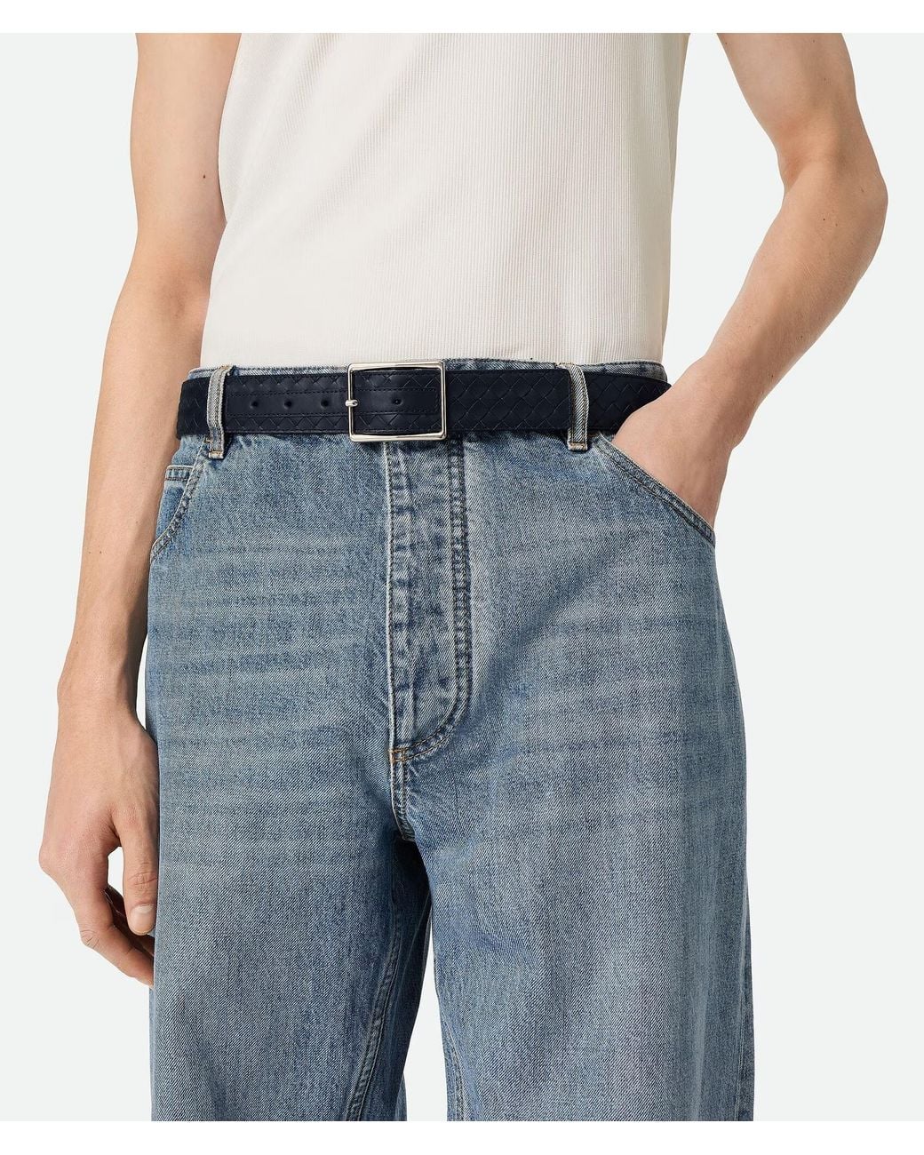 Bottega Veneta Blue Intrecciato Piccolo Belt for men