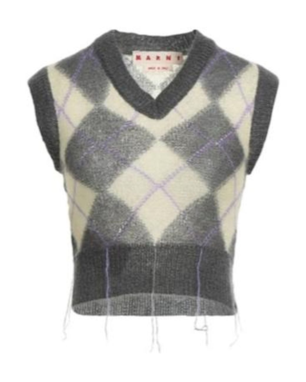 Marni Gray V-Neck Knitted Top