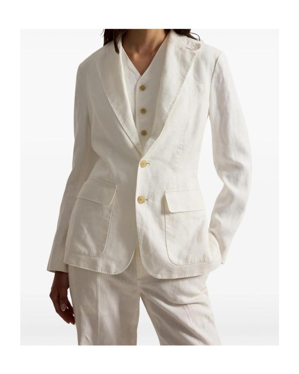 Ralph Lauren White Blazer With Single Breasted Button Fastening