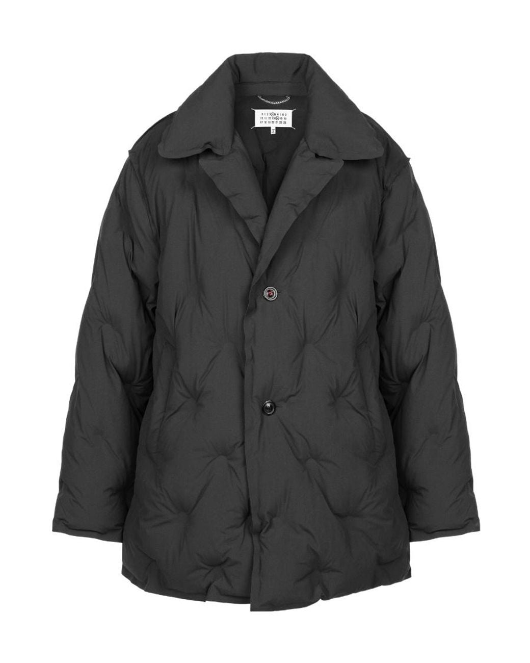 Maison Margiela Black Four-Stitch Detailed Padded Coat for men