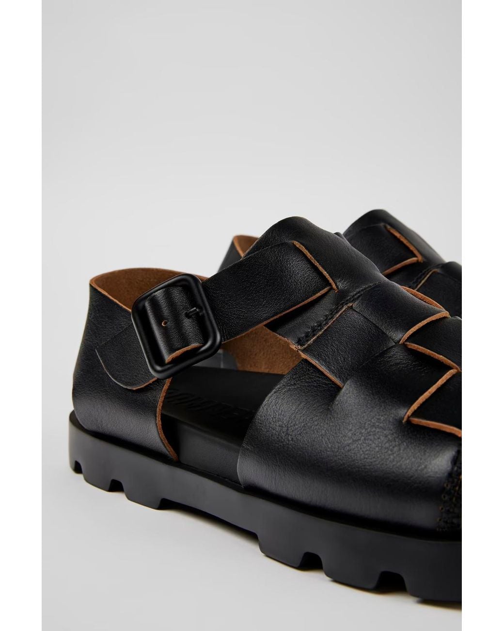 Camper Black Merco Woven Leather Sandals
