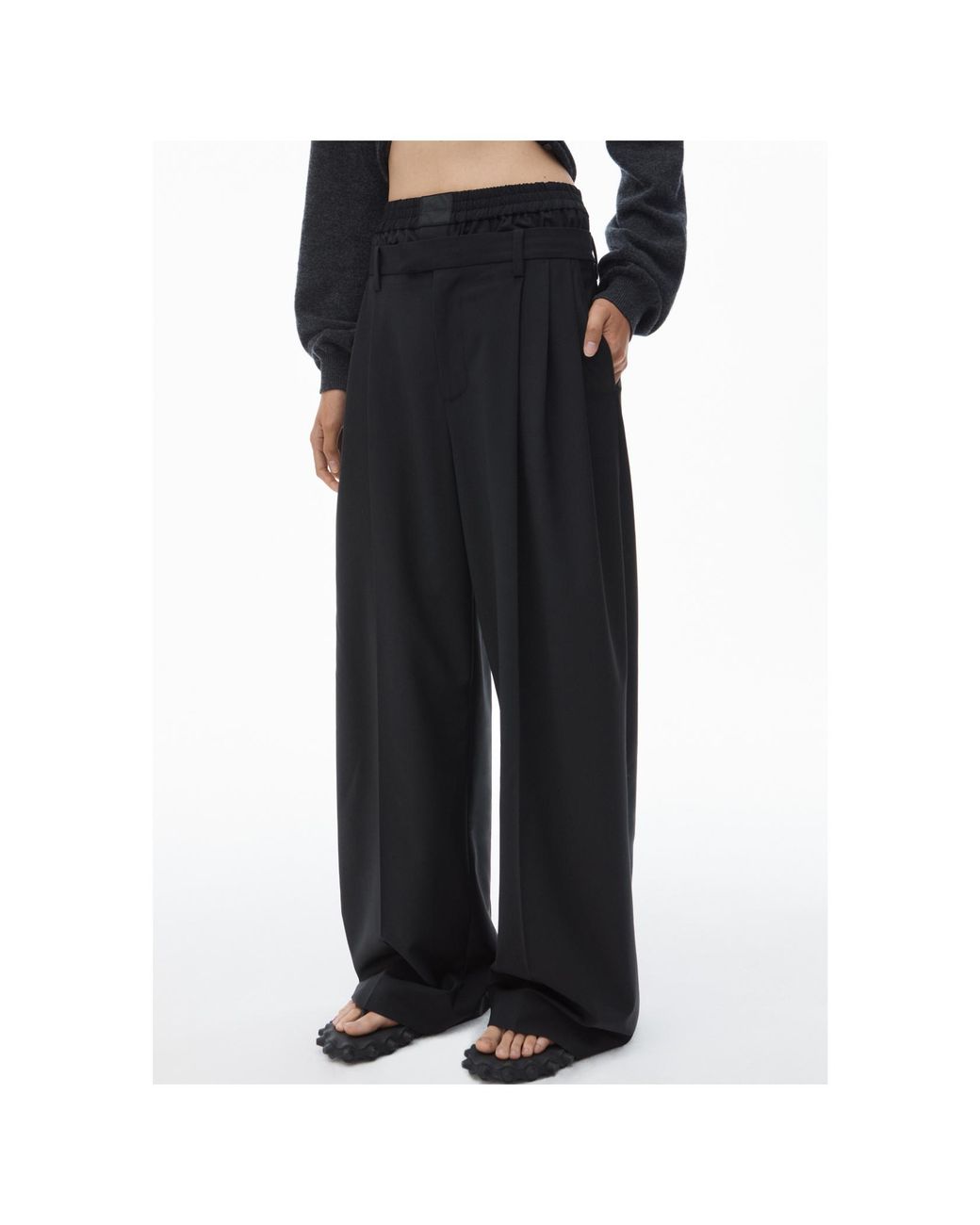 Alexander Wang Black Layered Straight-Leg Pants