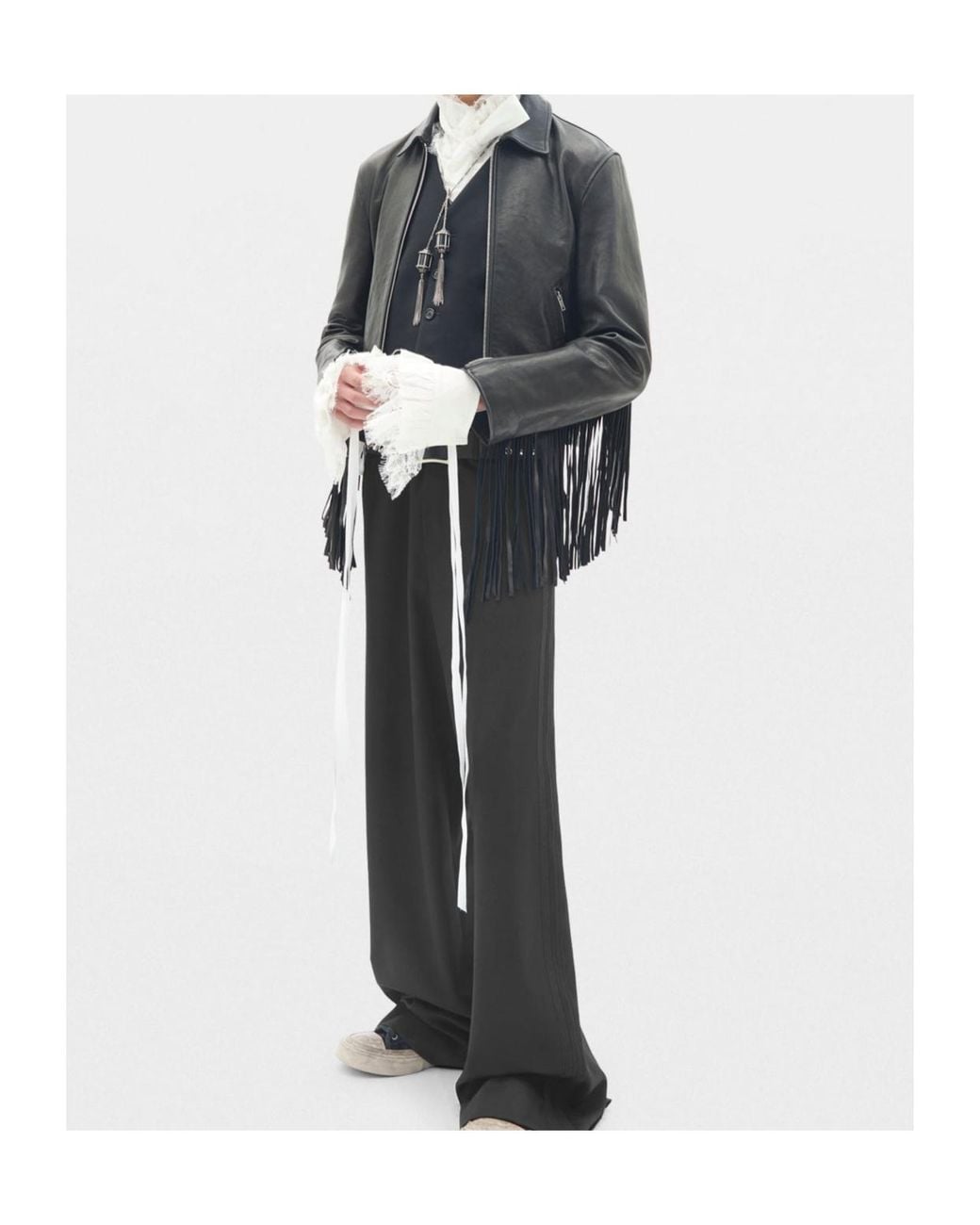 Ann Demeulemeester Gray Karo Leather Jacket for men