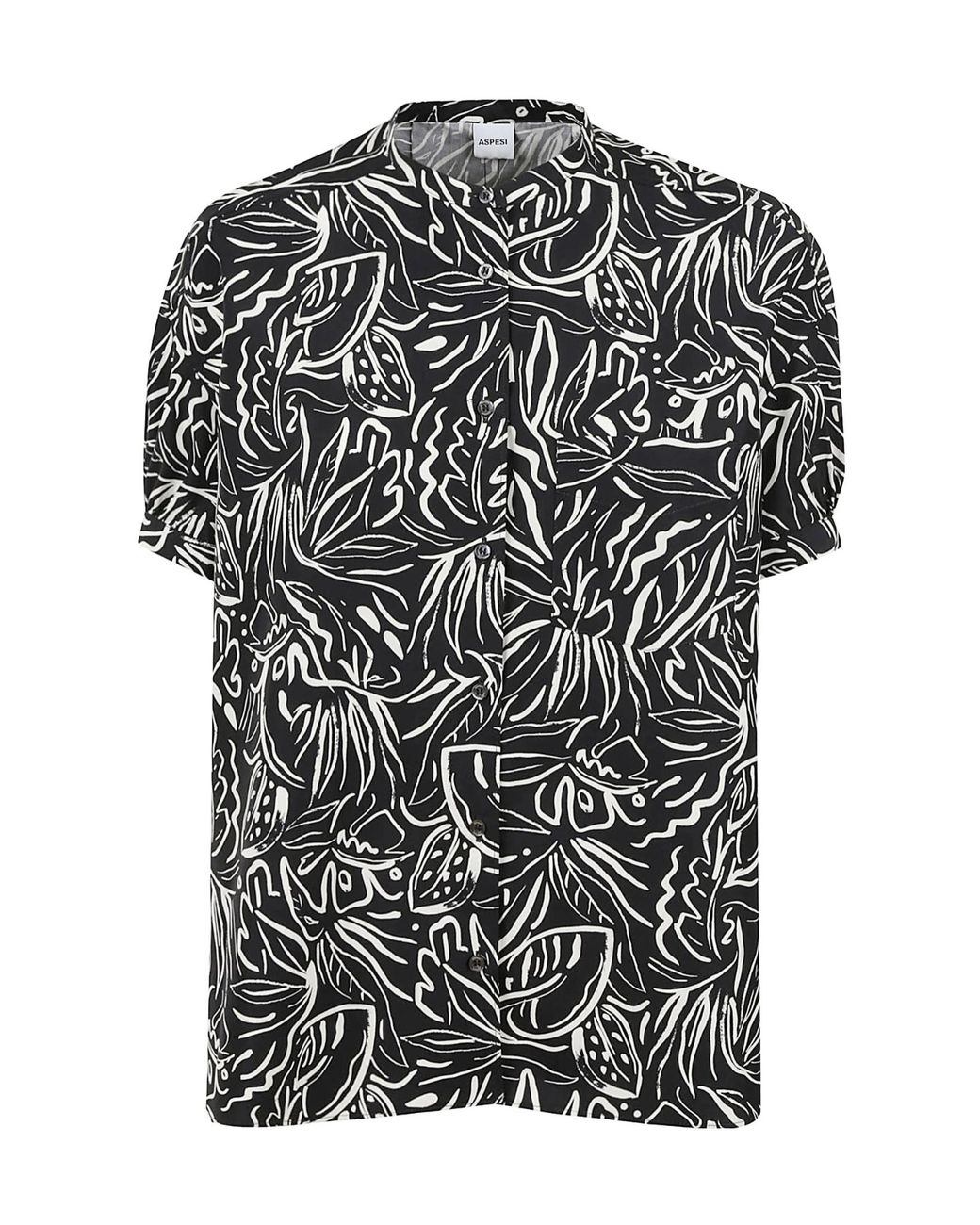 Aspesi Black Printed Short-Sleeved Shirt