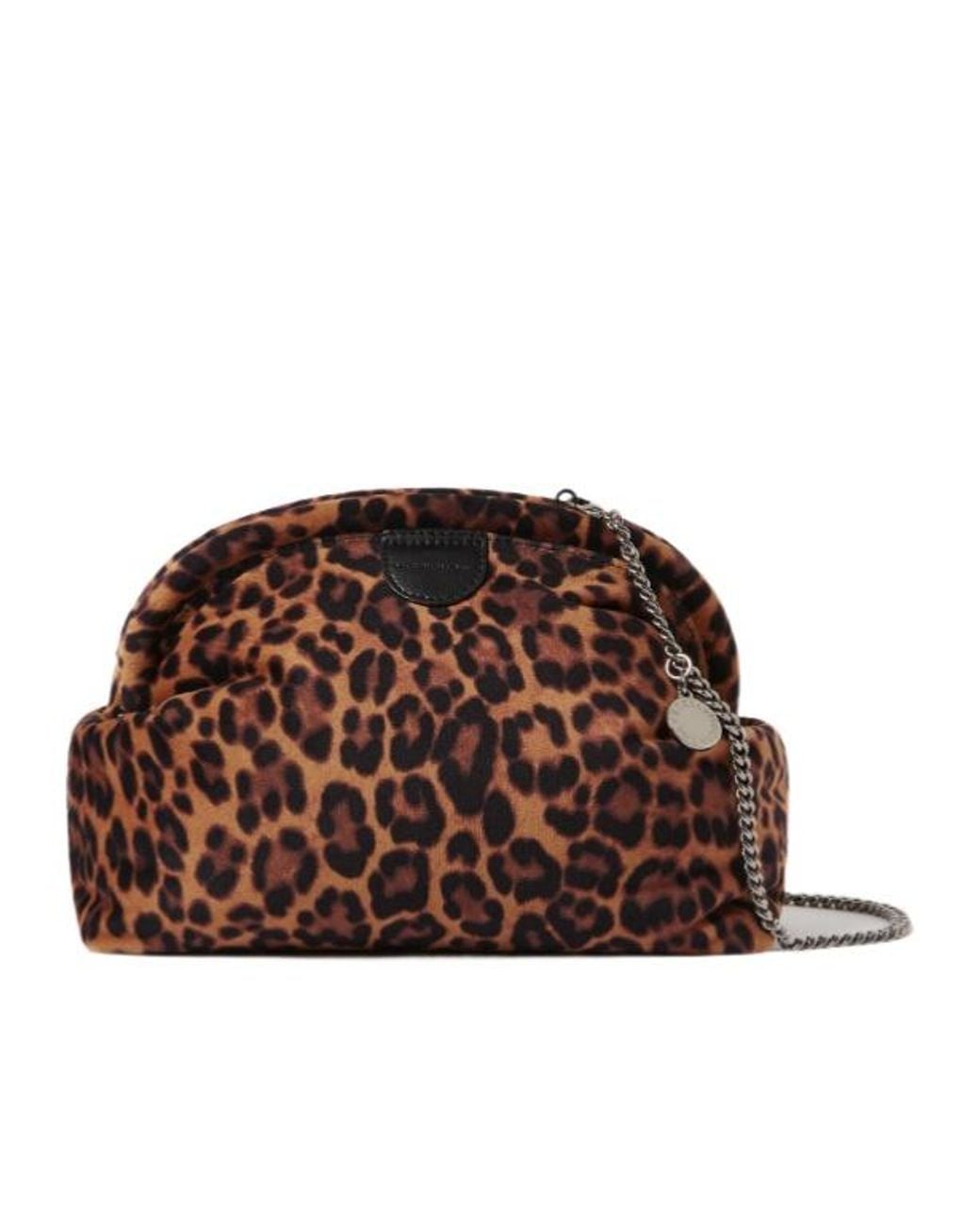 Stella McCartney Brown Leopard Falabella Padded Clutch Bag