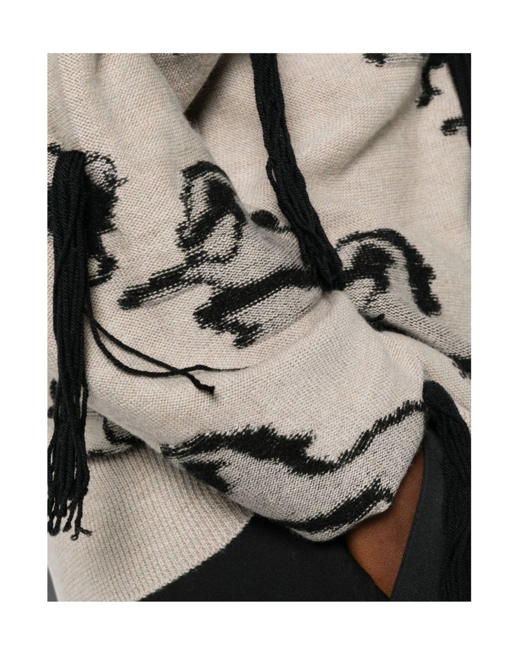 Stella McCartney Natural Horse-Pattern Fringed Sweater