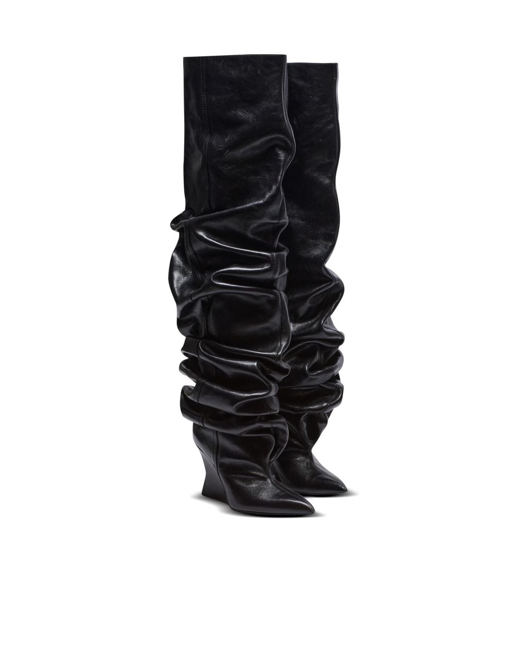 Balmain Black Wedge Thigh-High Boots