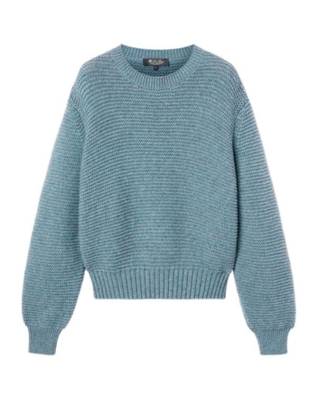 Loro Piana Blue Ashi Lambswool Crew Neck Sweater