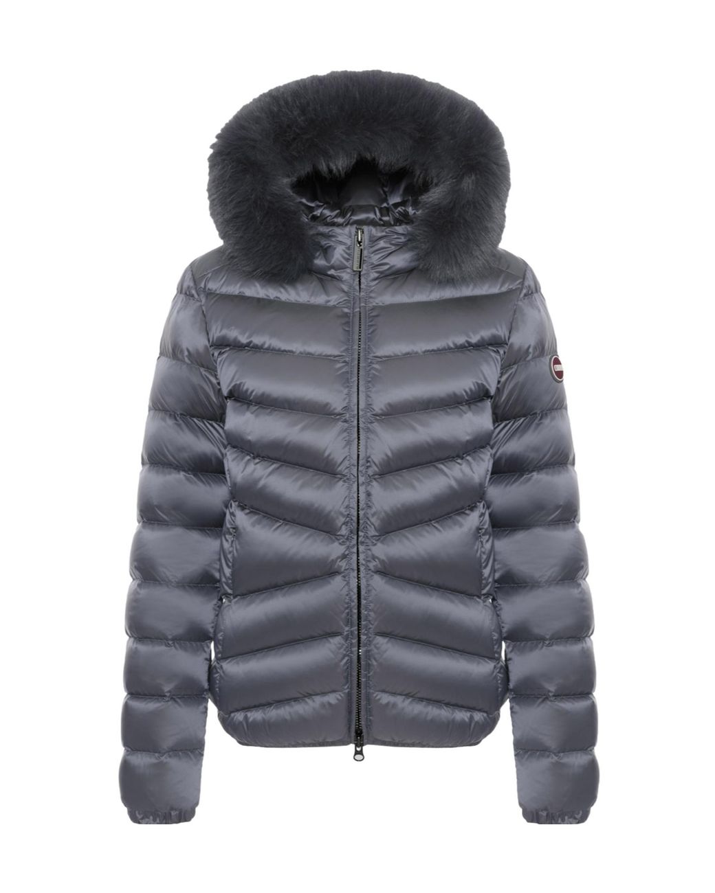 Colmar Gray Fur-Trim Quilted Coat