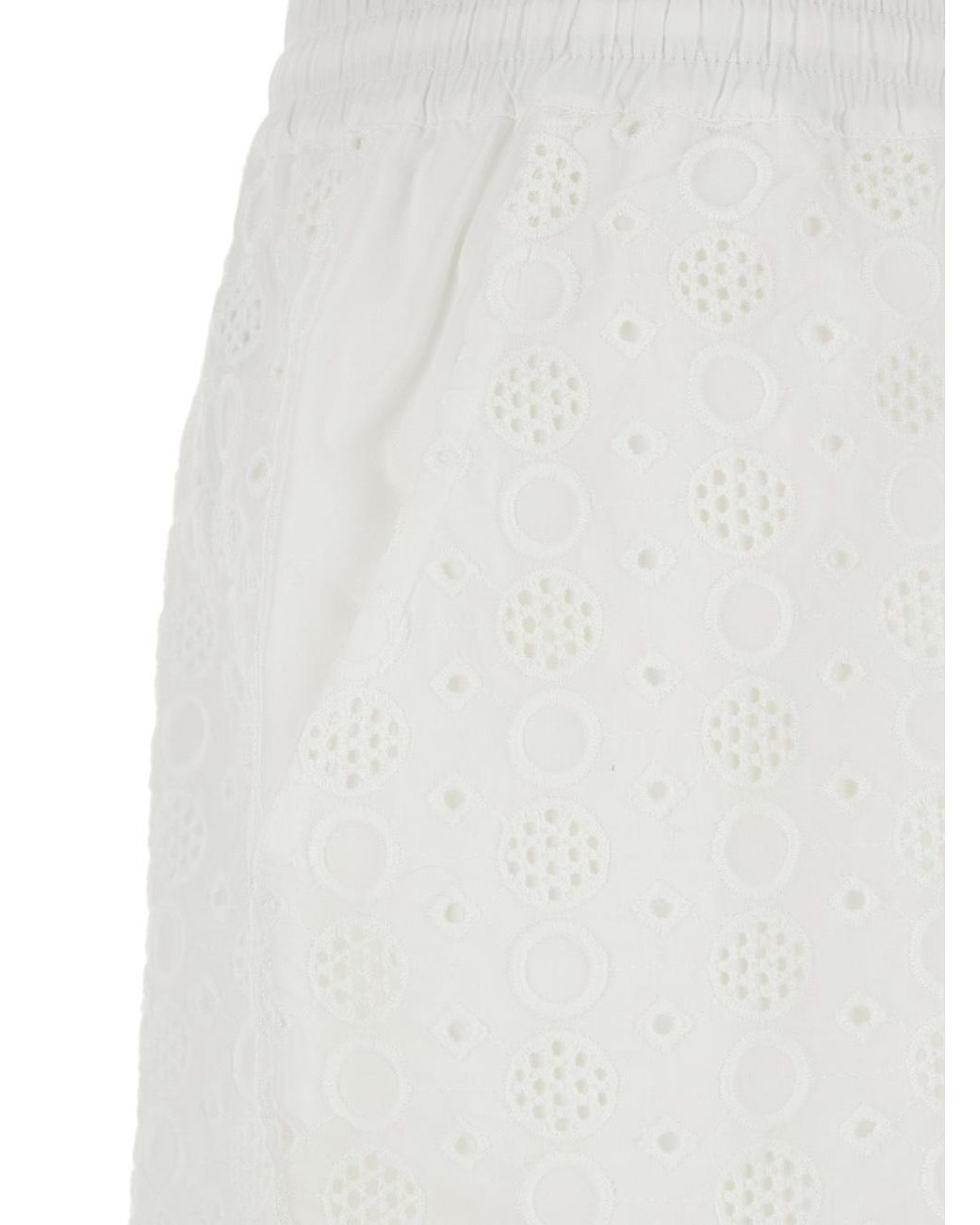Pinko White Drawstring Embroidered Shorts
