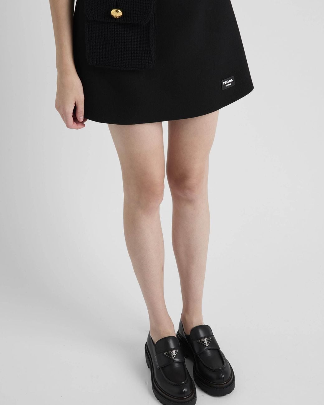 Prada Black Triangle-Logo Slip-On Loafers