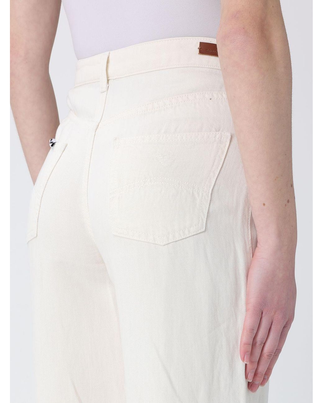Emporio Armani White エンポリオ アルマーニ ハイライズ ワイドレッグ ジーンズ