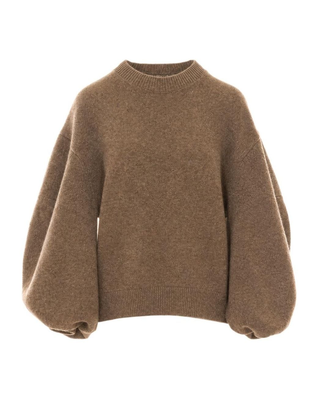 Uma Wang Brown Crew Neck Ribbed Sweater