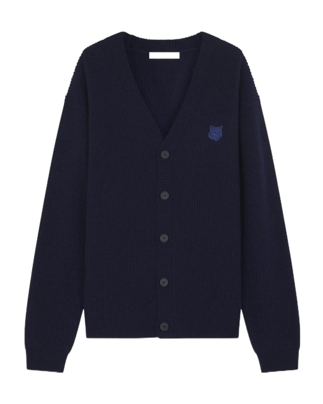 Maison Kitsuné Blue Maison Kitsuné Bold Fox Head Patch Knitted Cardigan for men