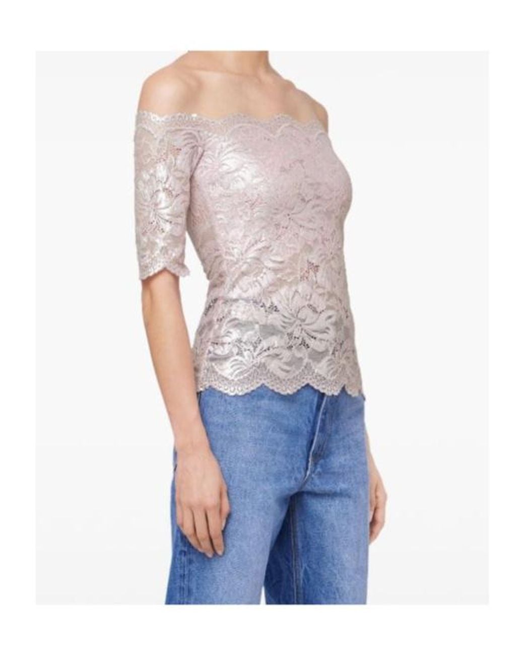 Rabanne Multicolor Scalloped Edge Lace Top