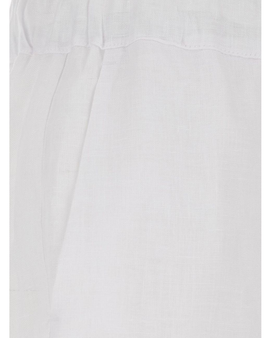 Semicouture White Semi Couture Elasticated Waist Linen Pants