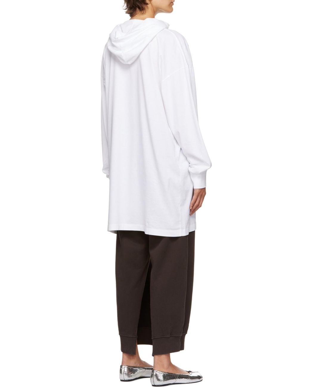 MM6 by Maison Margiela White Logo Oversized Hoodie