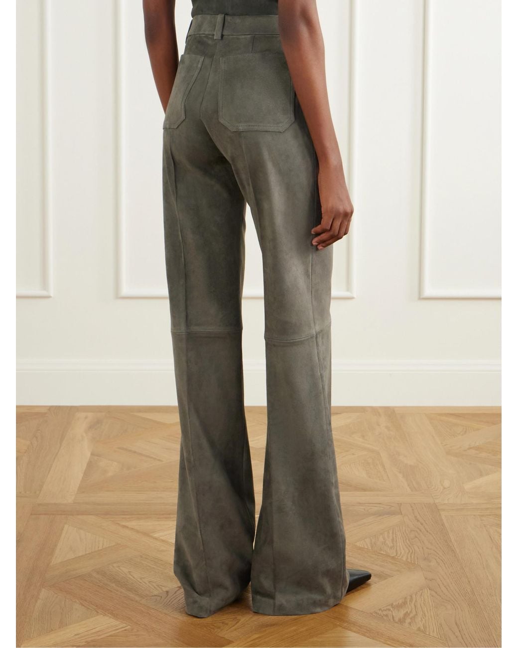 Stouls Gray Suede Wide-Leg Pants