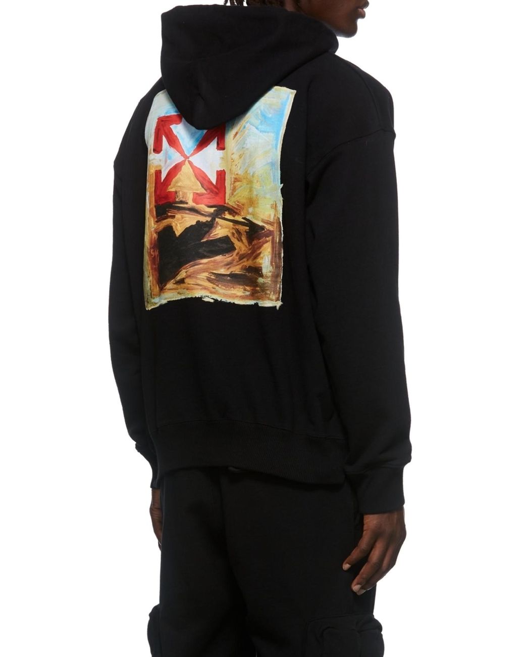 Off-White c/o Virgil Abloh Black Logo-Print Arrow Painterly-Print Hoodie for men