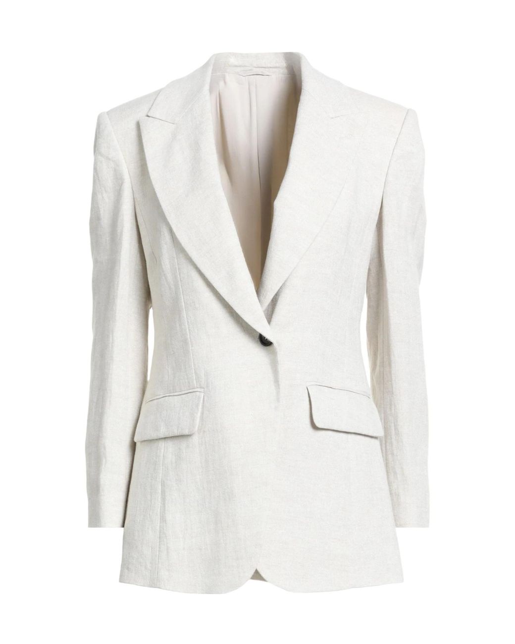 Brunello Cucinelli White Metallic Single-Breasted Blazer
