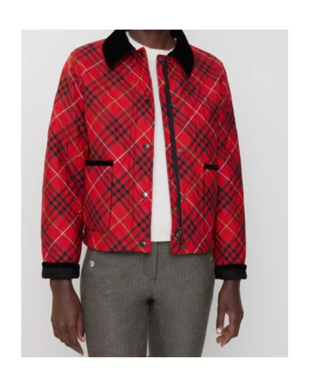 Burberry Red Quilted Cropped Jacket
