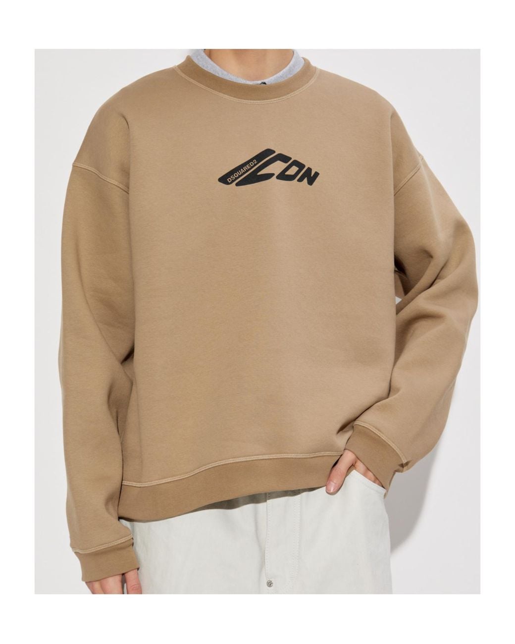 DSquared² Natural Icon Logo Printed Crewneck Sweatshirt for men