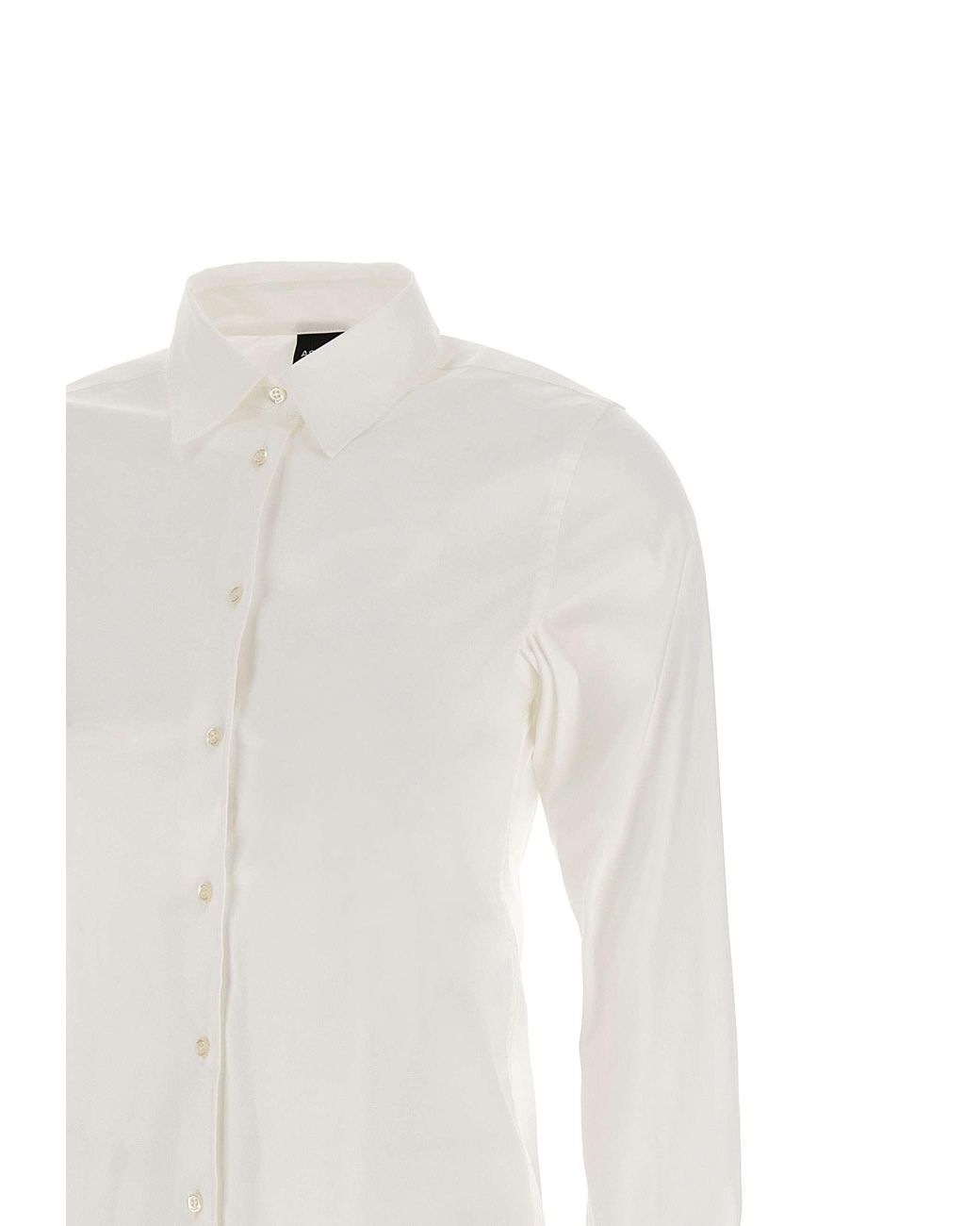 Aspesi White Buttoned Long-Sleeved Shirt