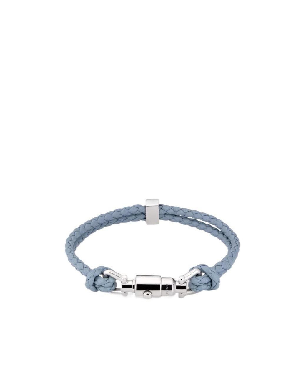 Gucci Blue Braided Bracelet With Piston Detail