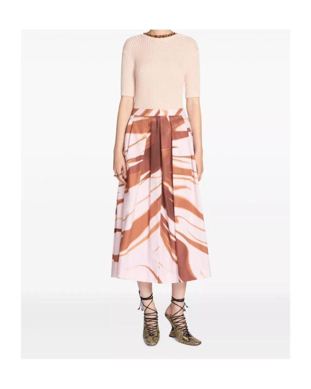 Dries Van Noten Pink Patterned Skirt