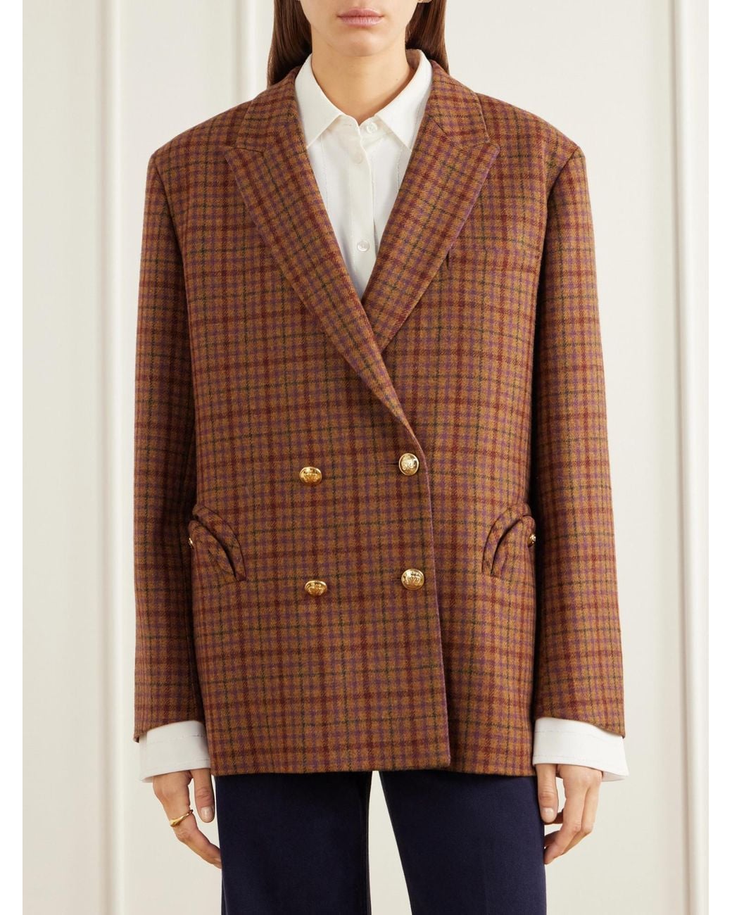Blazé Milano Brown Classic Checkered Double- Blazer