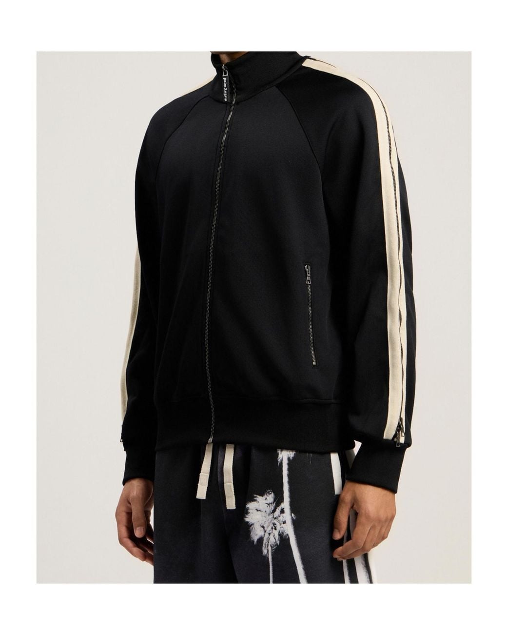Palm Angels Black Zip-Up Track Jacket for men