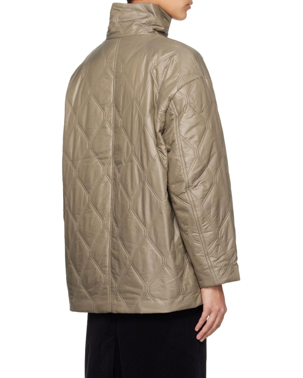 Ganni Gray Drop Shoulder Quilted Jacket